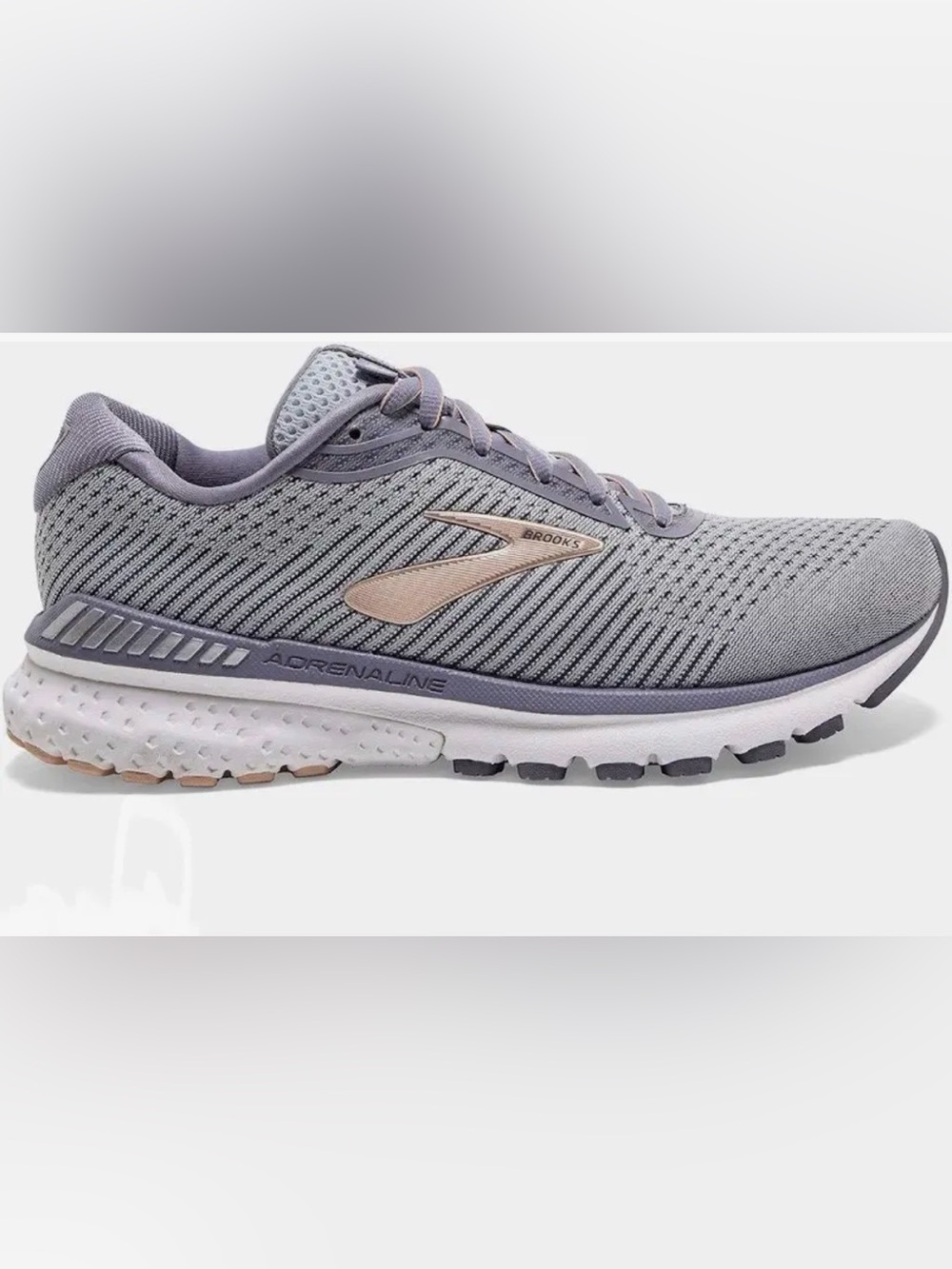 BROOKS Women’s Adrenaline GTS 20 Supportive Running Grey Peach Shoe, 7.5